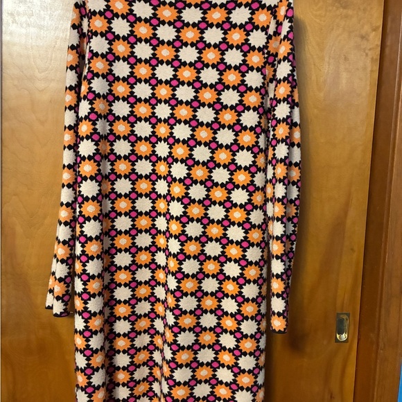 Anthropologie Maeve 70s Retro Medium Pink Orange and Black Knit Sweater Dress - Picture 11 of 11